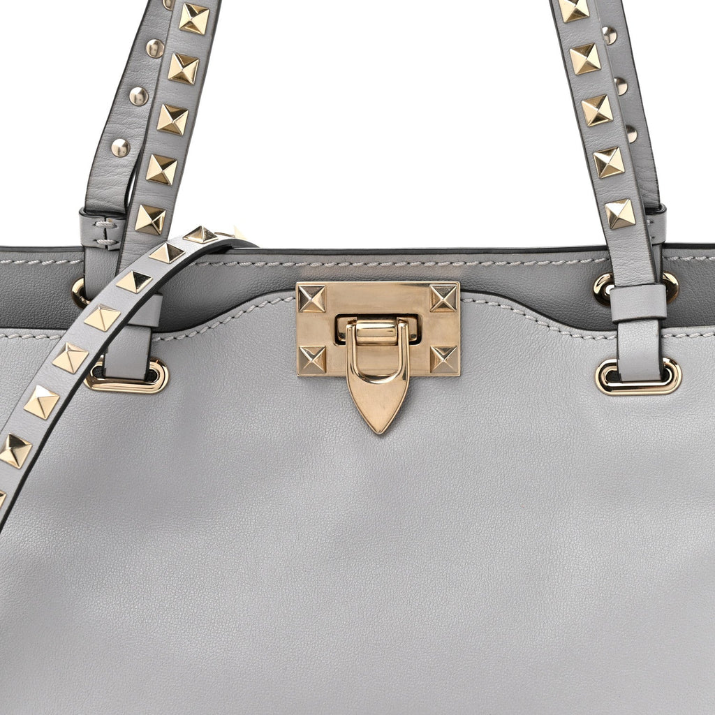 Vitello Small Rockstud Tote Grey