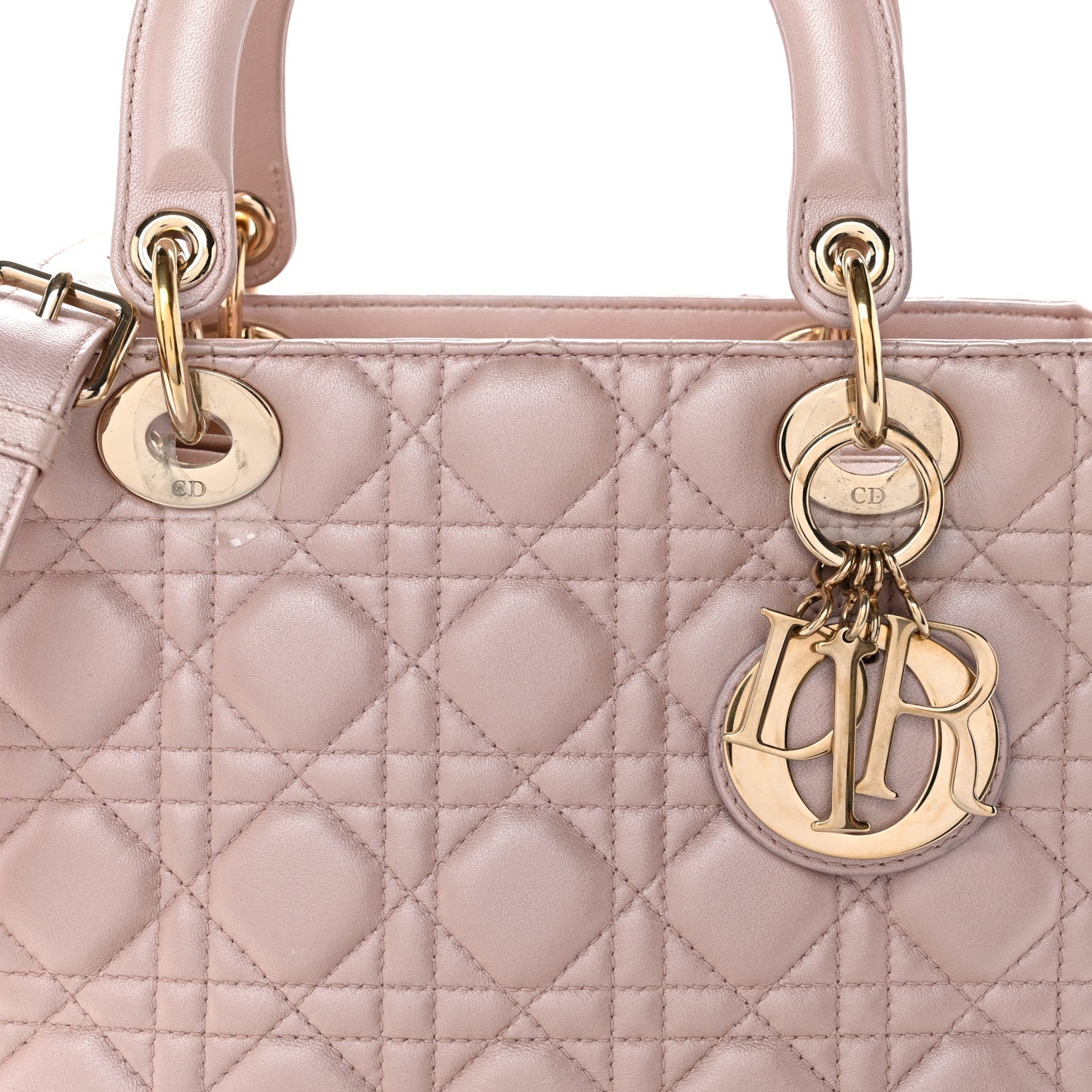 Pearly Lambskin Cannage Medium Lady Dior Lotus