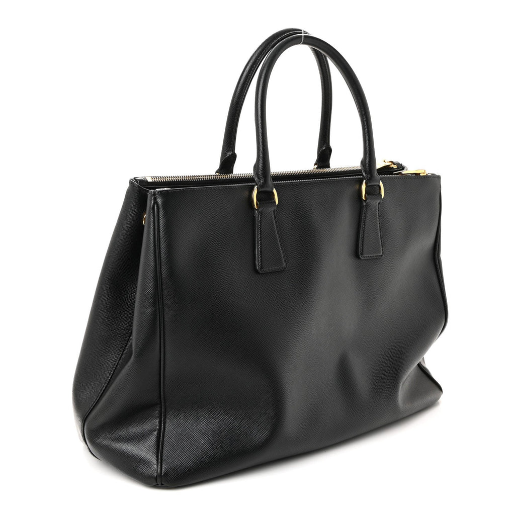 Saffiano Lux Large Galleria Double Zip Tote Black