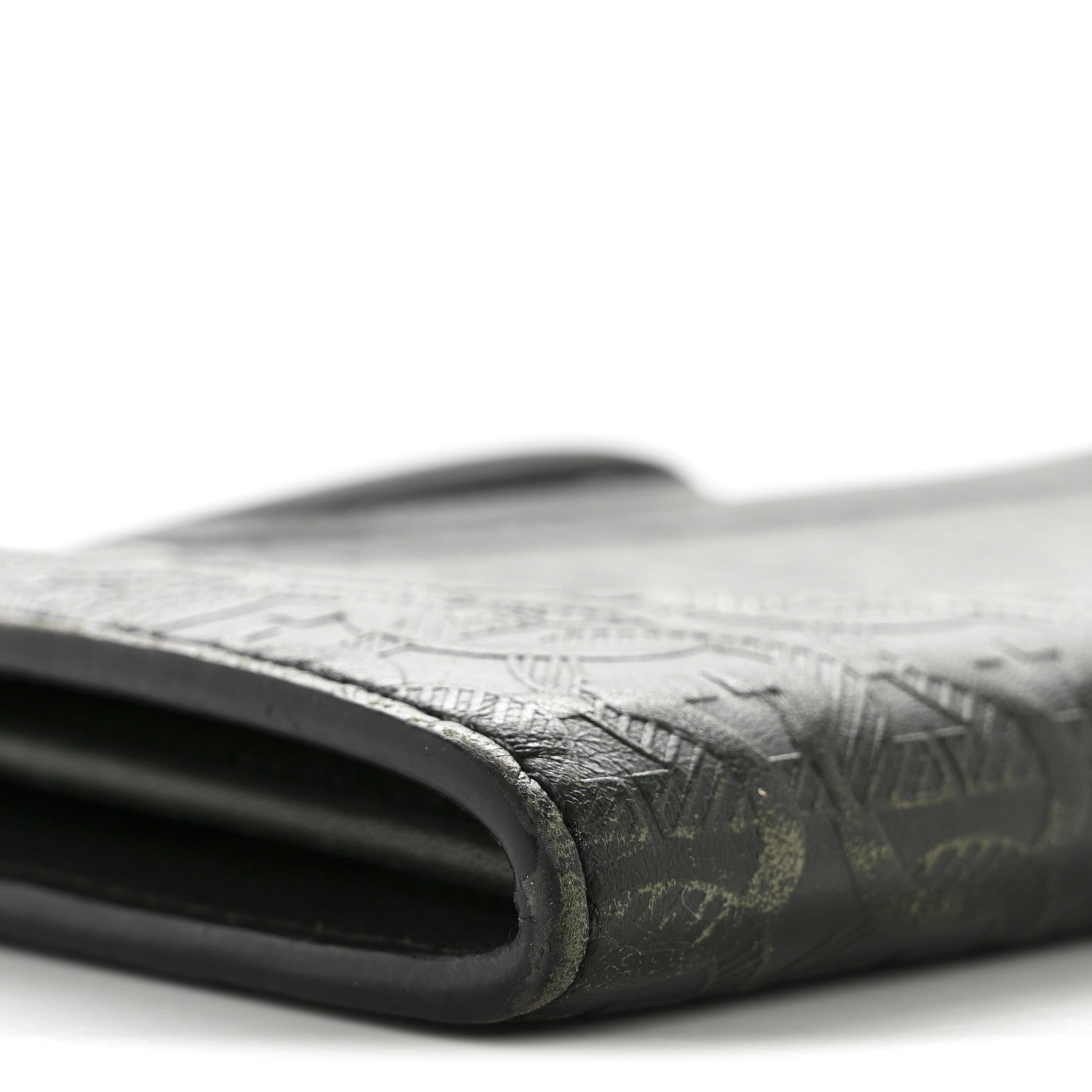Calfskin Gancini Embossed Wristlet Clutch Dark Green