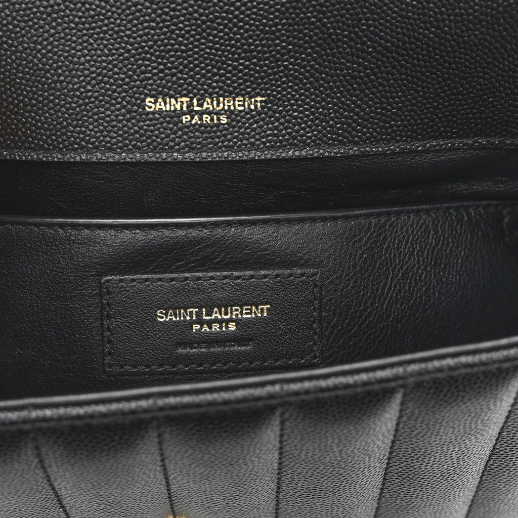 Grain De Poudre Matelasse Monogram Medium Vicky Chain Bag Black