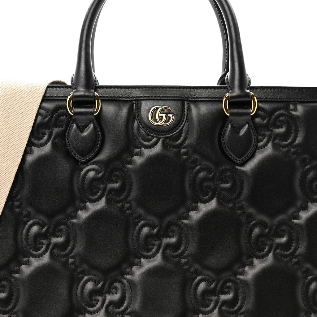 Calfskin GG Matelasse Tote Bag Black
