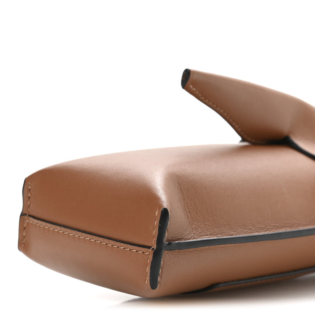 Calfskin Elephant Pouch Crossbody Bag Tan