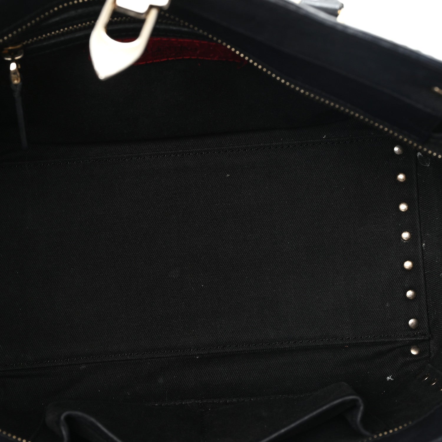 Vitello Small Rockstud Double Handle Tote Black