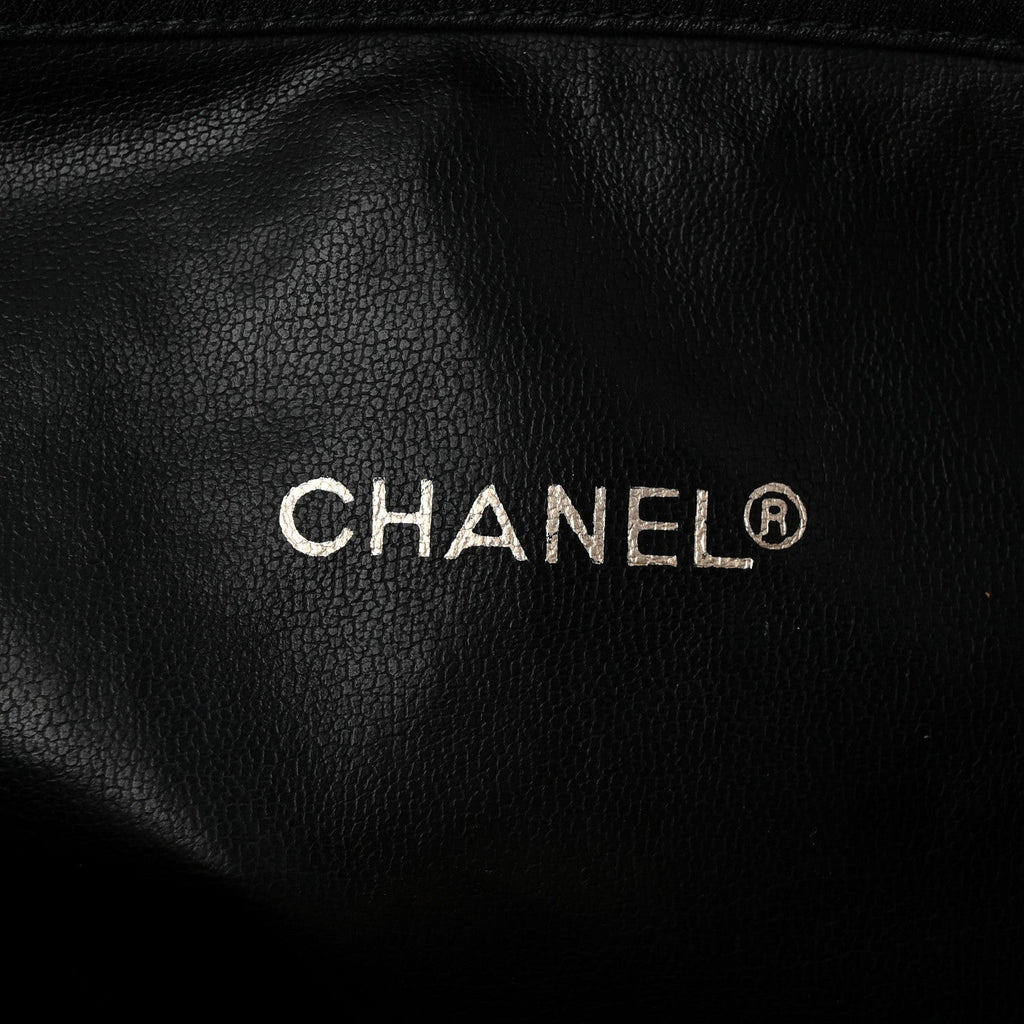 Grained Calfskin Quilted Drawstring Bucket Bag Black