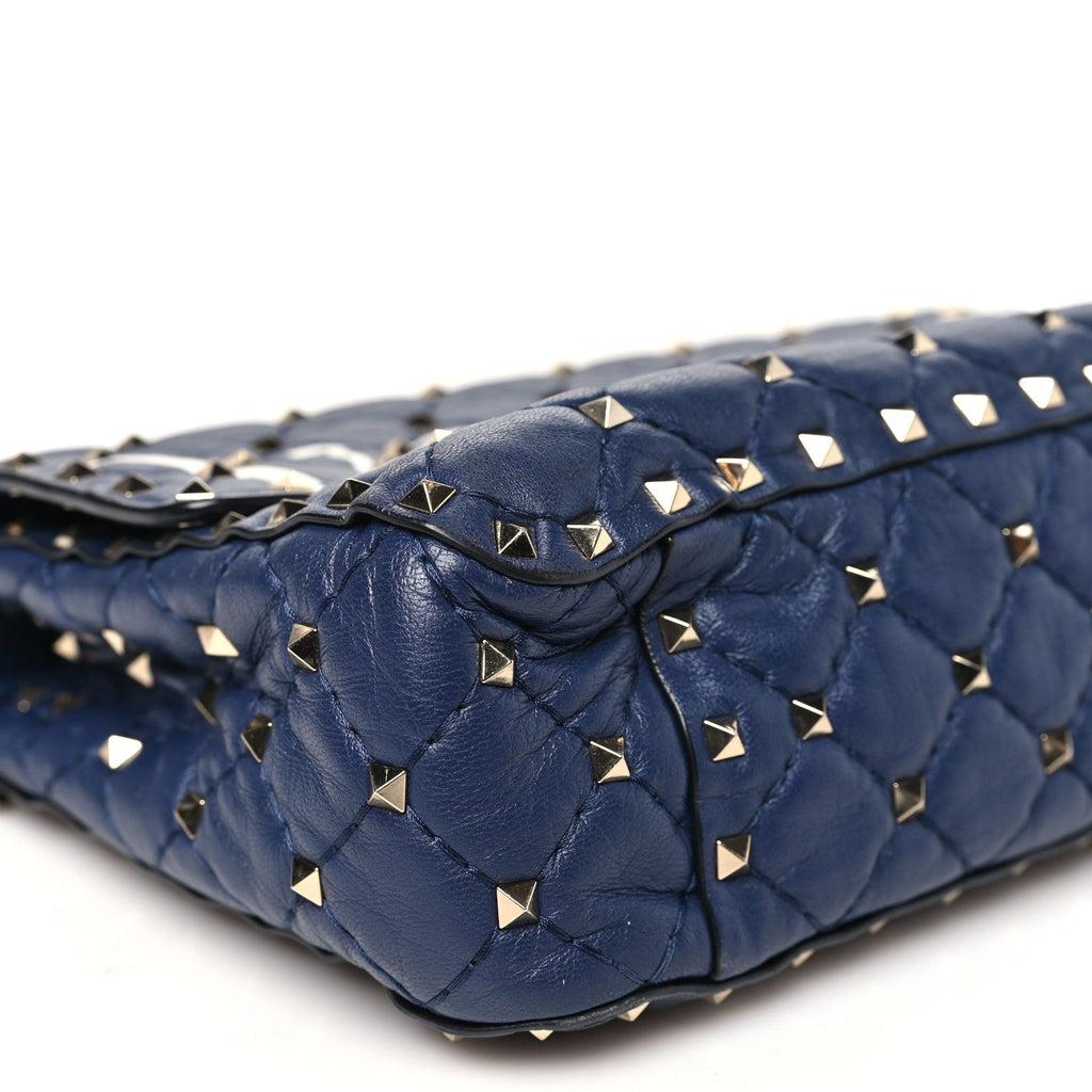 Nappa VLTN Print Medium Rockstud Spike Shoulder Bag Pure Blue White