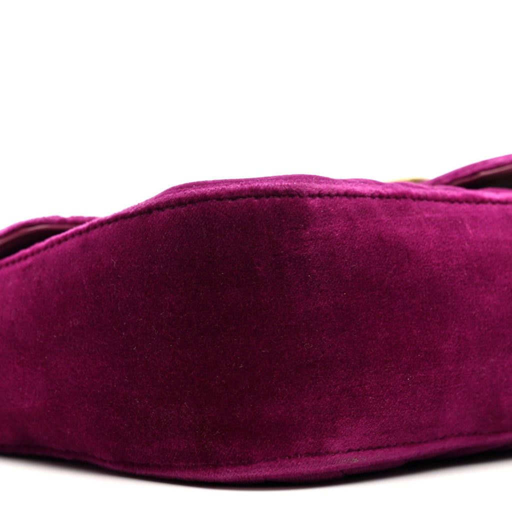Velvet Matelasse Small GG Marmont Shoulder Bag Fuchsia Violet Cyclamen