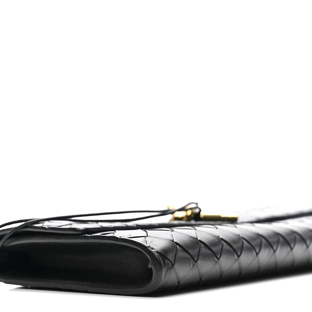 Nappa Intrecciato Long Andiamo Top Handle Clutch Black