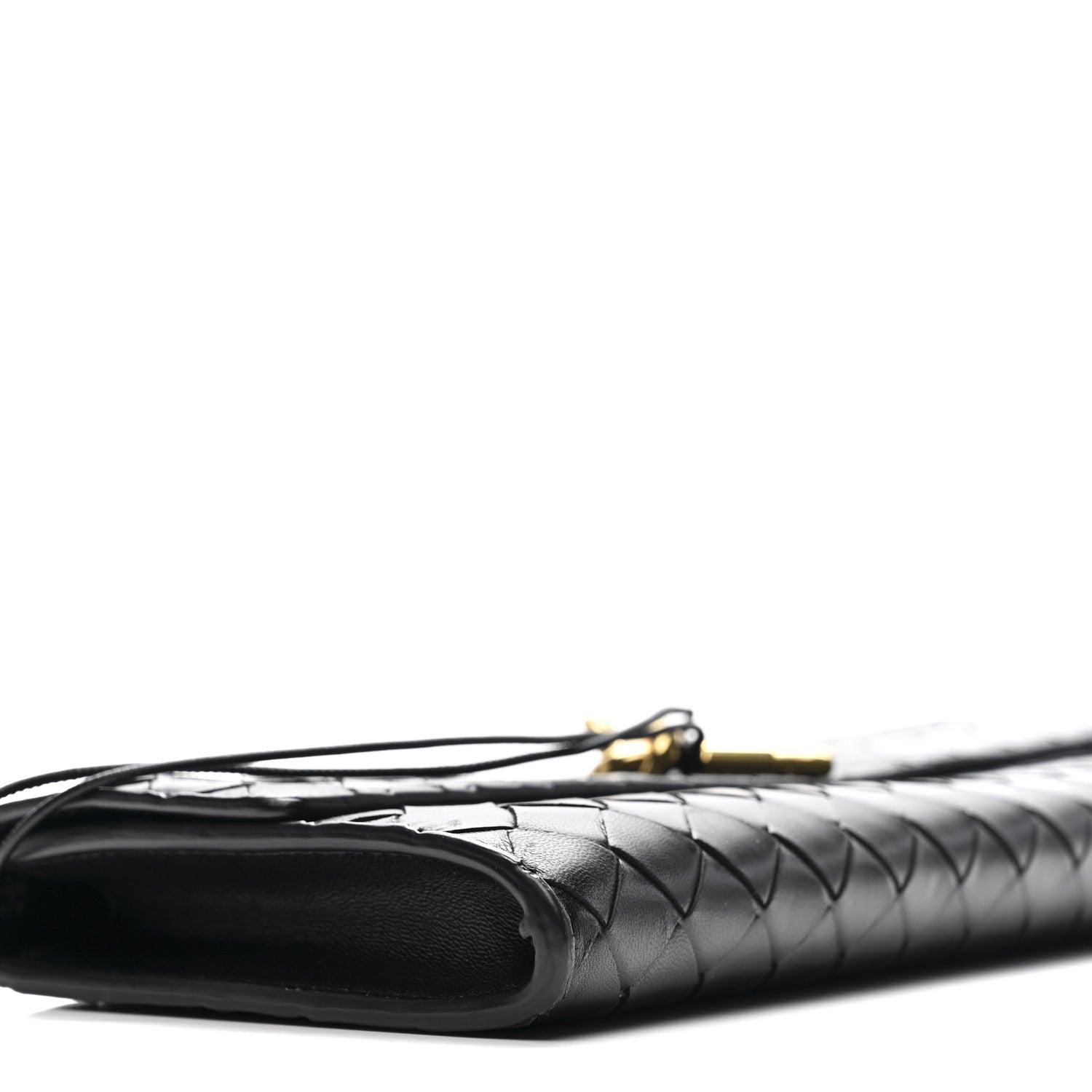 Nappa Intrecciato Long Andiamo Top Handle Clutch Black