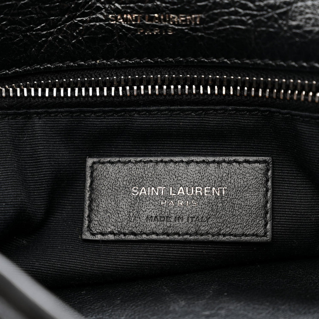 Crinkled Calfskin Matelasse Monogram Medium Niki Chain Satchel Black