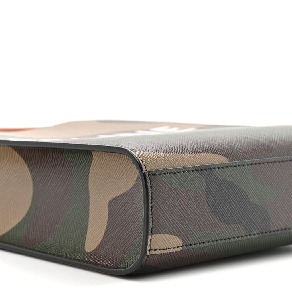 Canvas Calfskin Mini Vertical Cabas Khaki