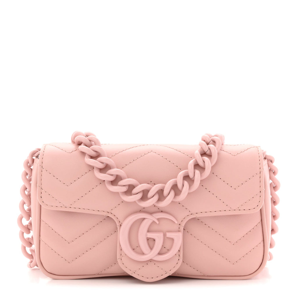 Calfskin Matelasse Monochrome GG Marmont Chain Belt Bag Perfect Pink