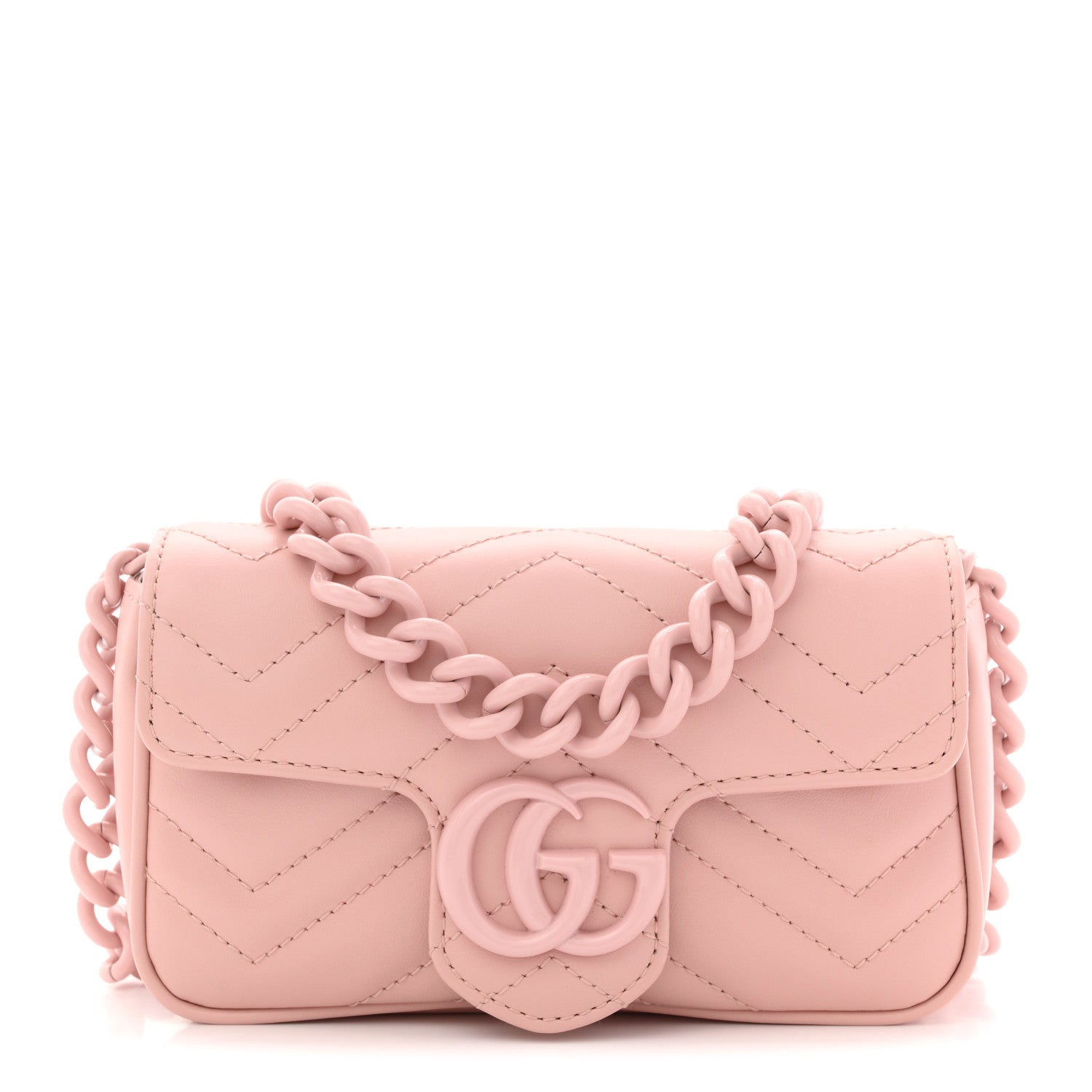 Calfskin Matelasse Monochrome GG Marmont Chain Belt Bag Perfect Pink