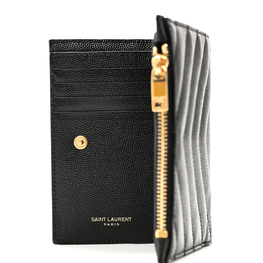 Grain De Poudre Matelasse Chevron Monogram Zipped Two-Part Wallet Black
