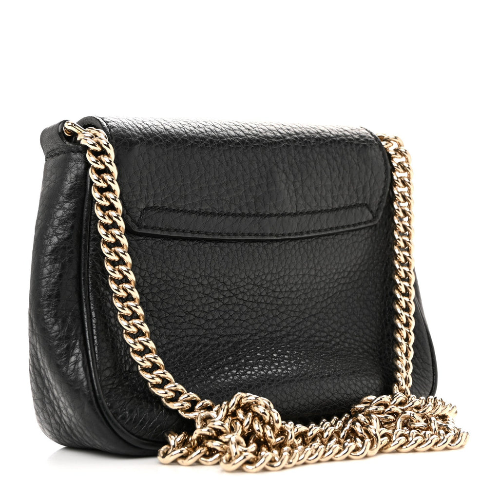 Pebbled Calfskin Small Soho Flap Crossbody Black