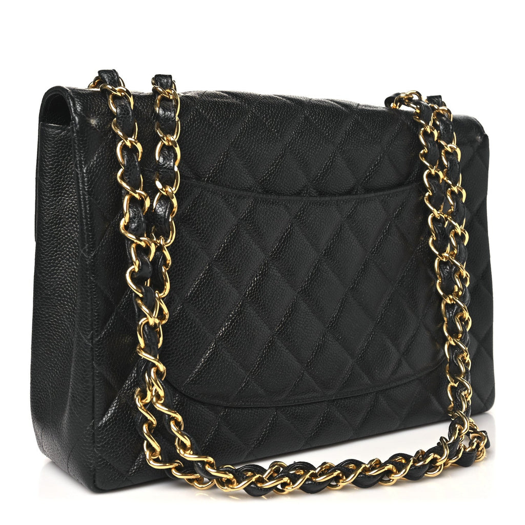Caviar Jumbo Single Flap Black
