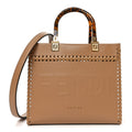 Vitello King Ceylon Plexiglass Woven Logo Debossed Small Fendi Sunshine Shopper Tote Miele Scuro
