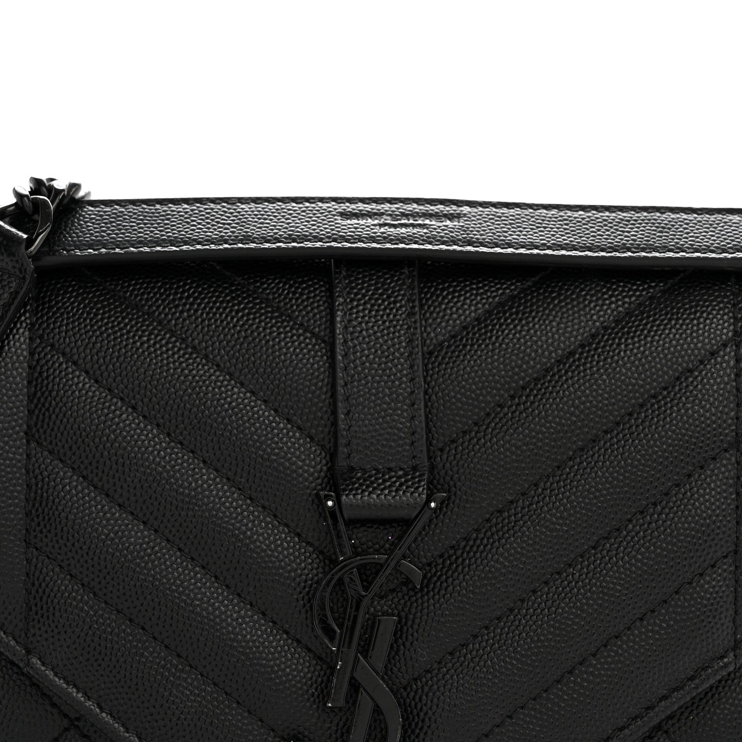 Grain De Poudre Textured Mixed Matelasse Triquilt Medium Monogram Monochrome Satchel Black