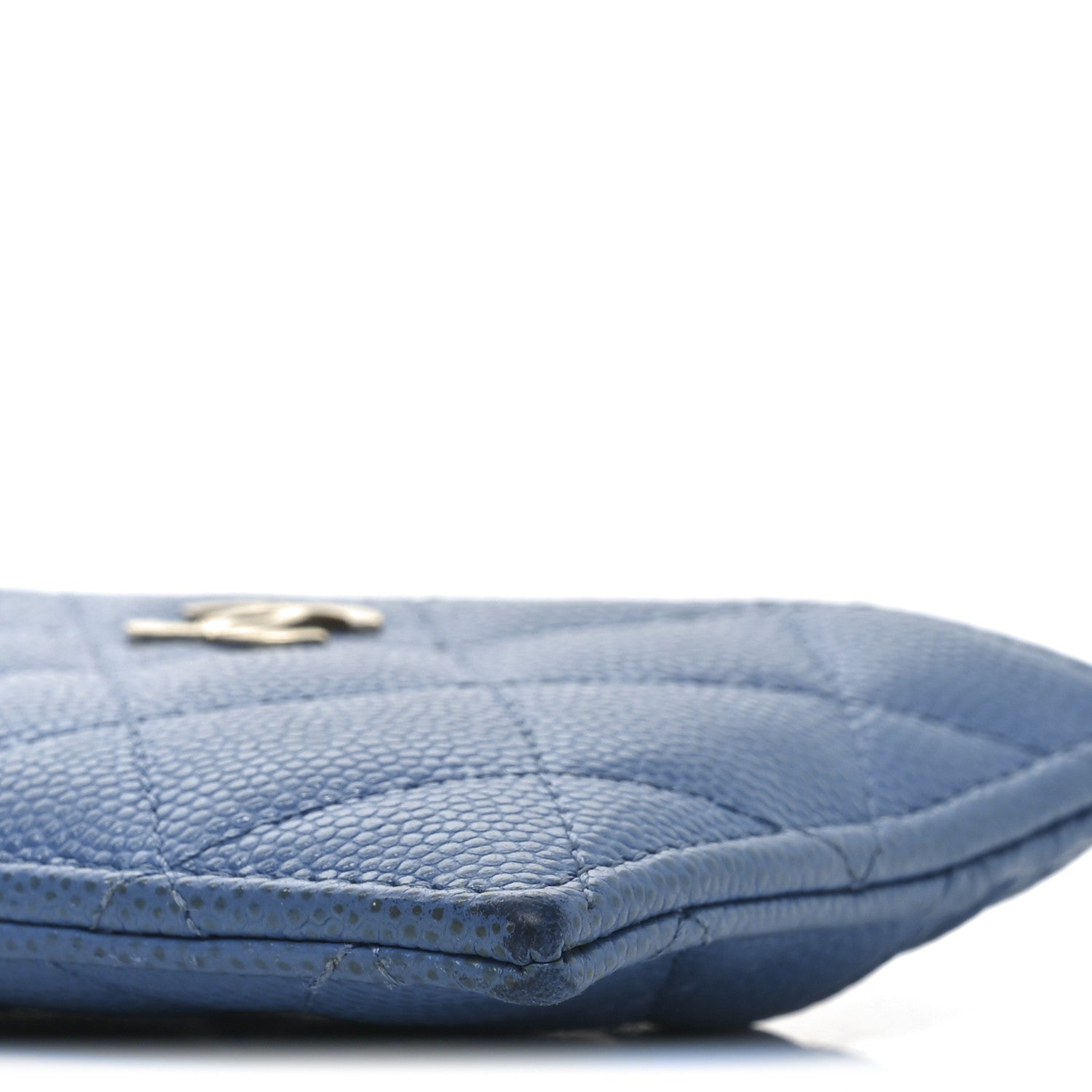 Caviar Quilted CC Zip  Holder Blue