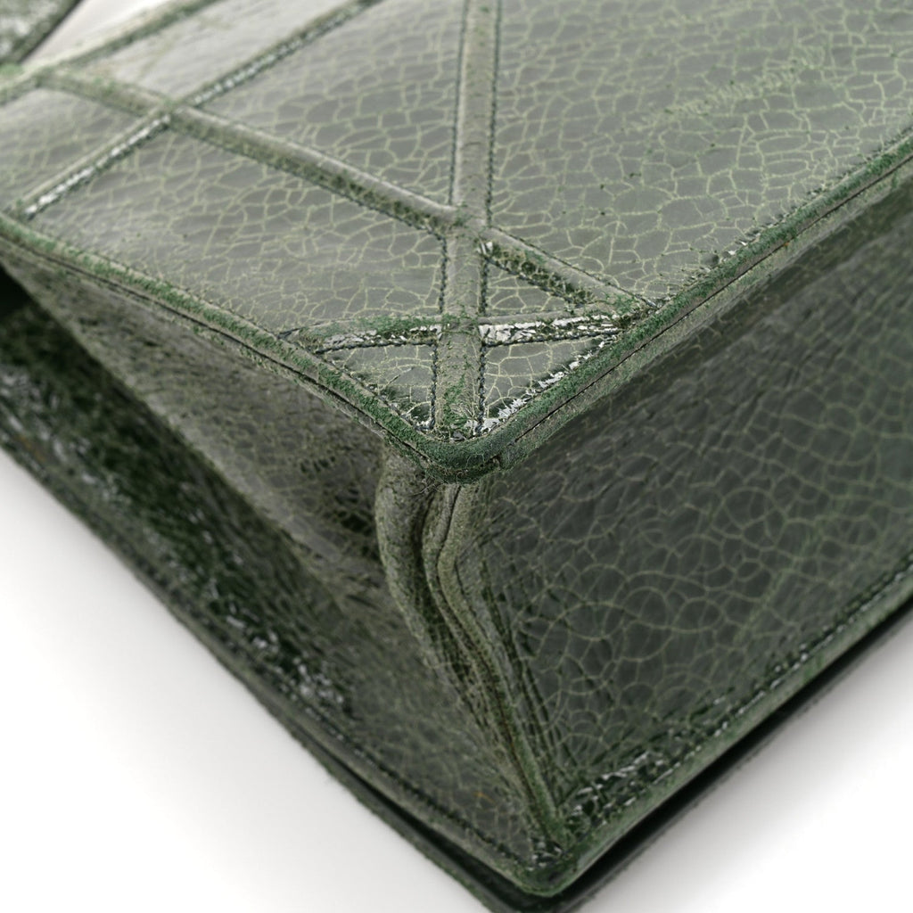 Ceramic Effect Deerskin Large Diorama Flap Bag Malachite Green