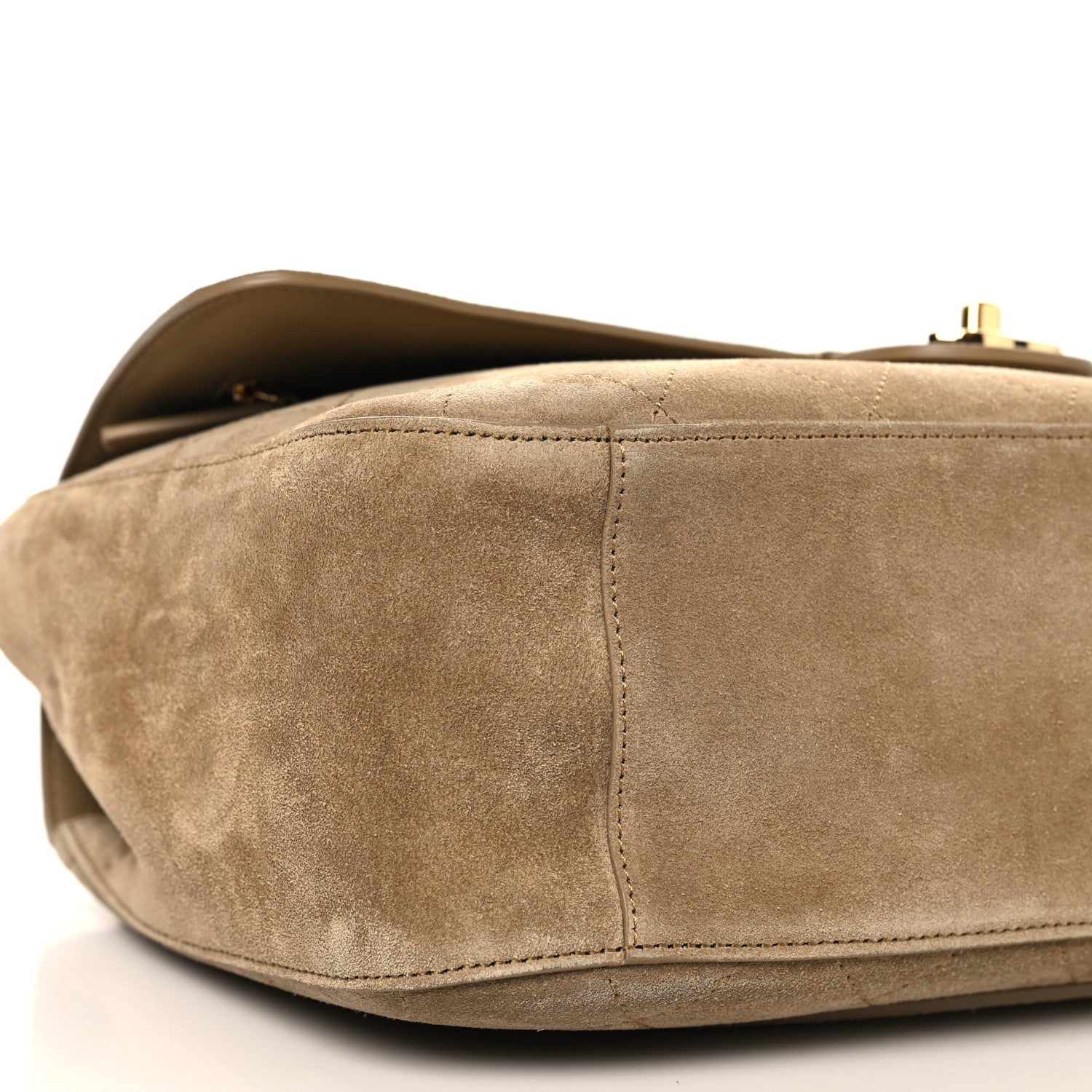 Suede Calfskin Small Souplissimo Maxi Flap Dark Beige