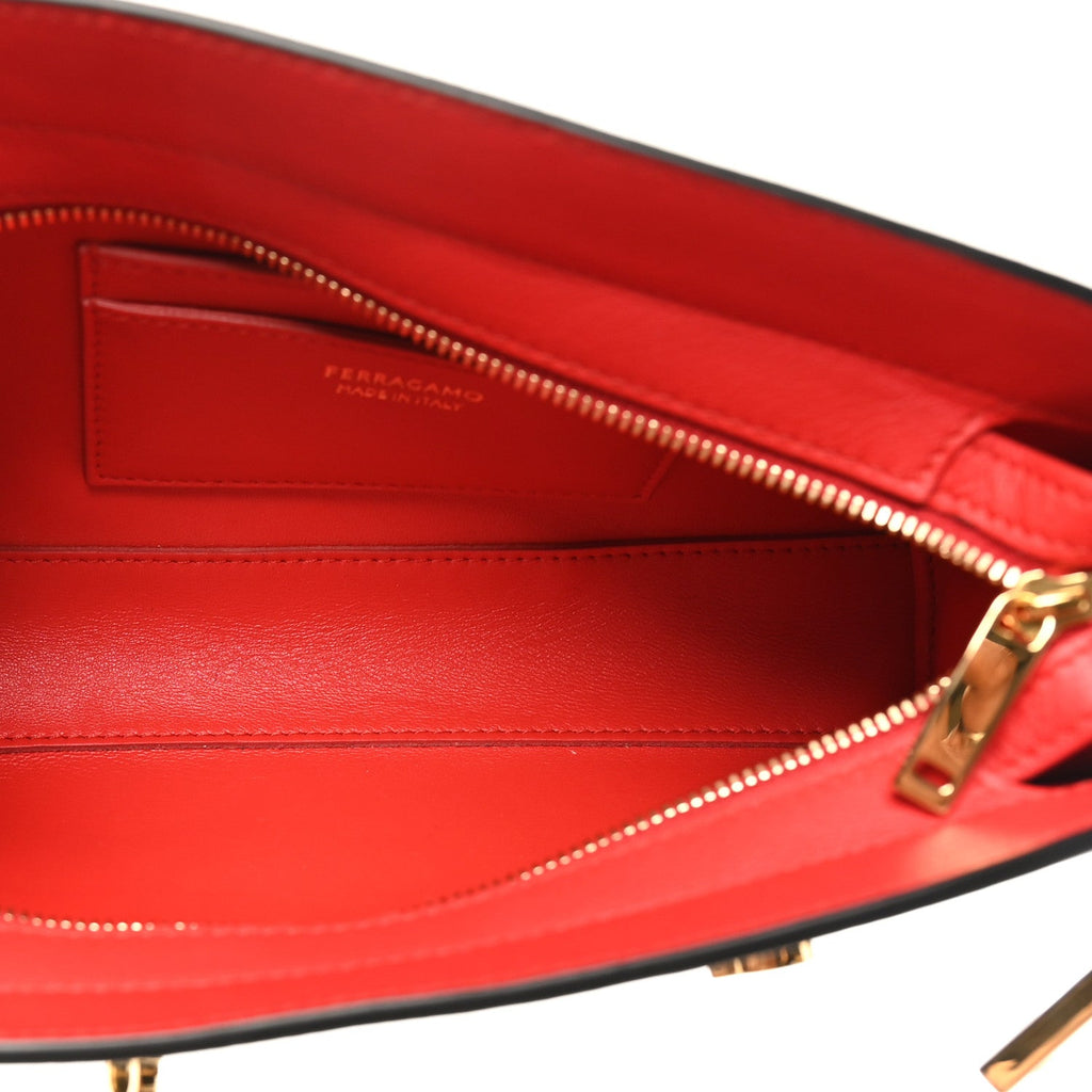 Calfskin Mini Hug Crossbody Bag Black Flame Red