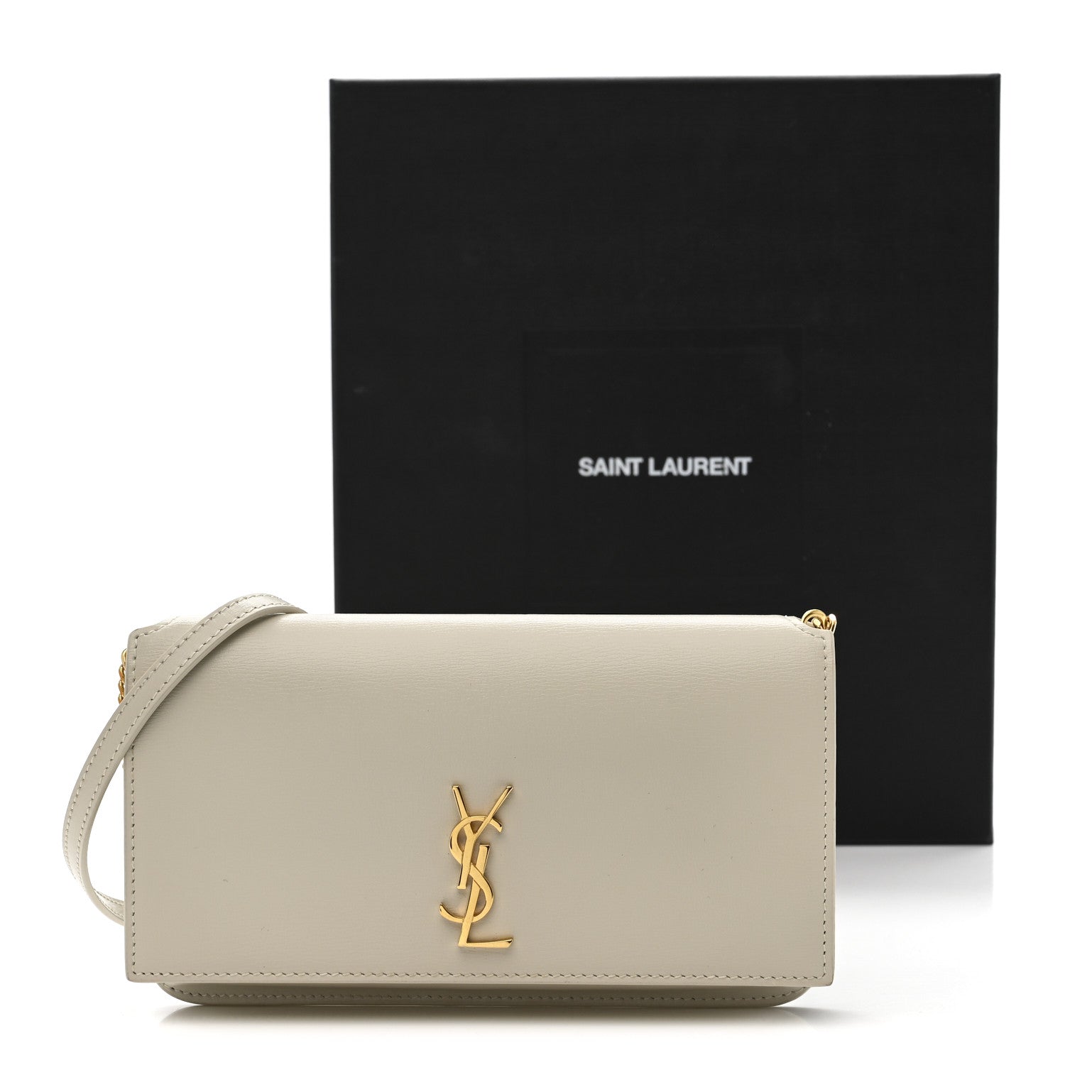Smooth Calfskin Monogram Phone Holder Crossbody Crema Soft