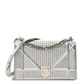 Metallic Patent Micro-Cannage Medium Diorama Flap Bag Silver