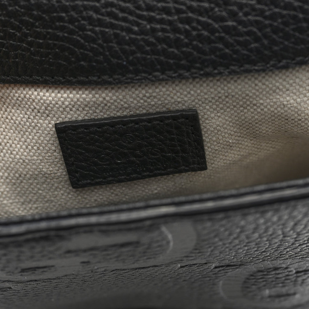 Piuma Calfskin Jumbo GG Embossed Small Messenger Bag Black