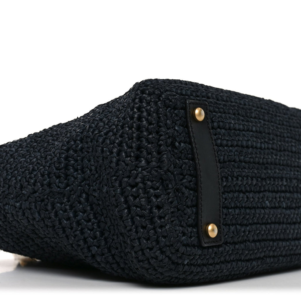 Straw Raffia Tote Black