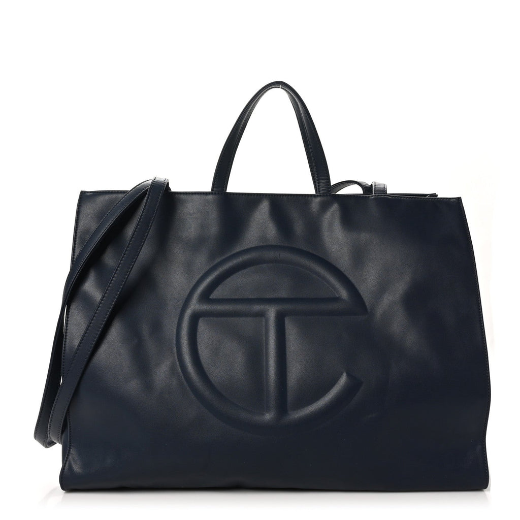 Vegan Leather Large Shopping Bag Navy