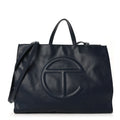 Vegan Leather Large Shopping Bag Navy