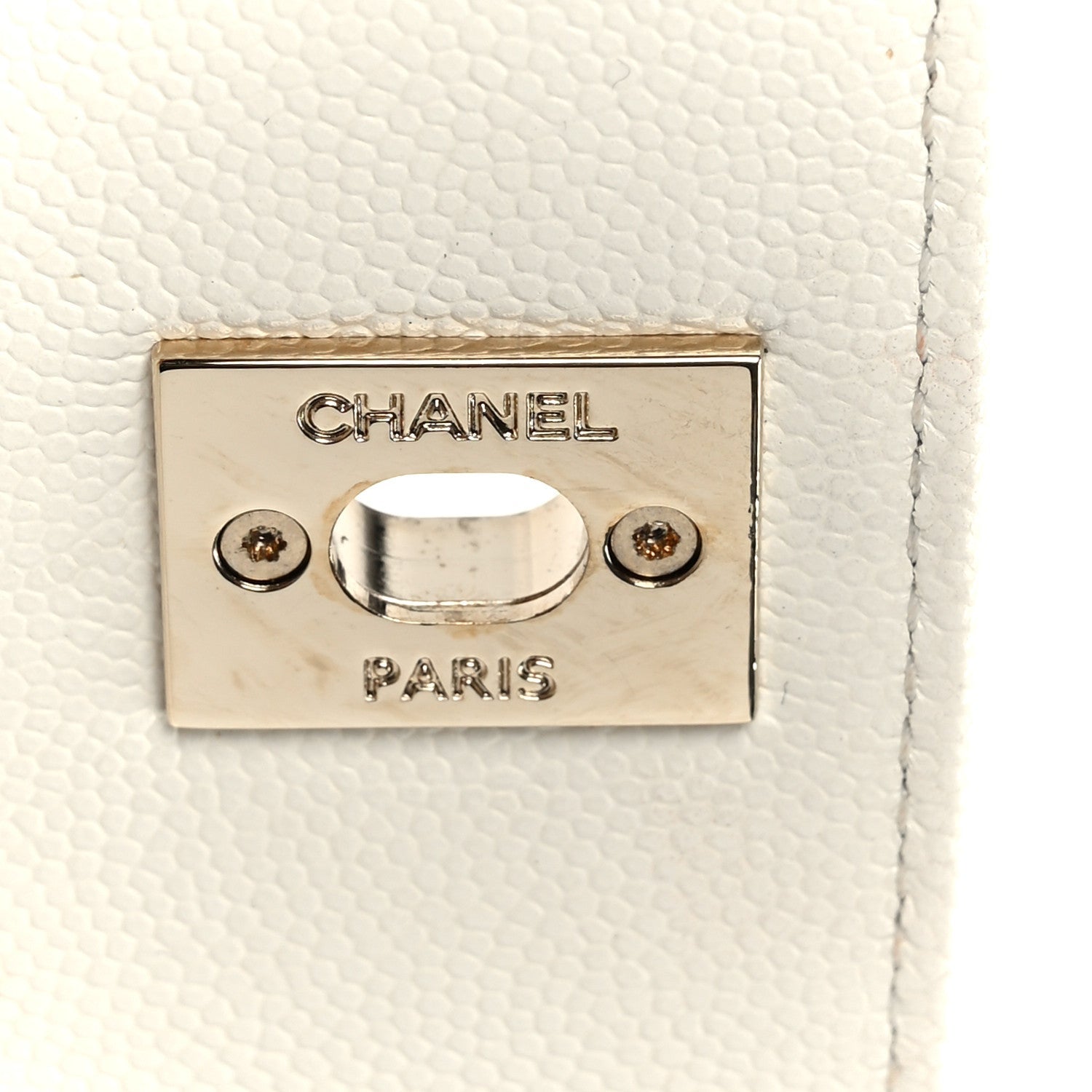 Caviar Quilted Mini Coco Handle Flap White