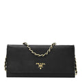 Saffiano Metal Oro Chain Wallet Black