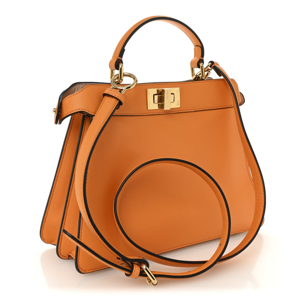 Vitello Seta Nappa Bi-Color Small Peekaboo I SEE U Satchel Clementine Rose Ghianda