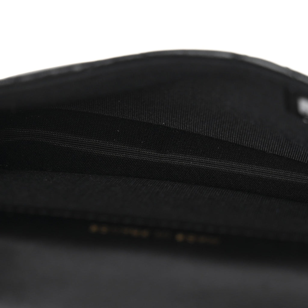 Lambskin Quilted Top Handle Flap Coin Purse With Chain Black
