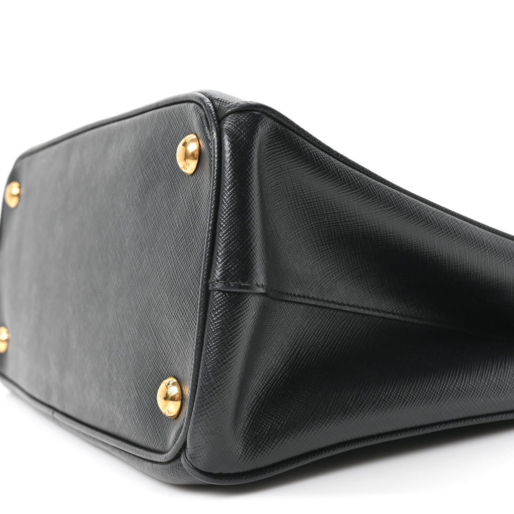 Saffiano Small Galleria Double Zip Tote Black