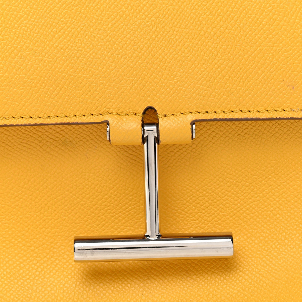 Grained Calfskin Mini T Clasp Tara Crossbody Bag Yellow