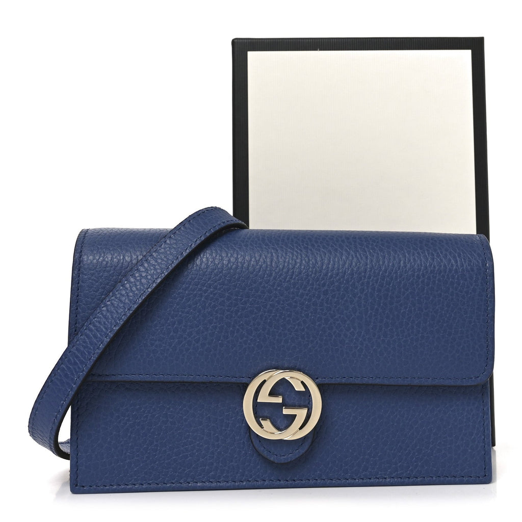 Dollar Calfskin Interlocking G Chain Wallet Caspian