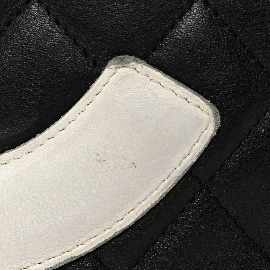 Calfskin Quilted Medium Cambon Tote Black White