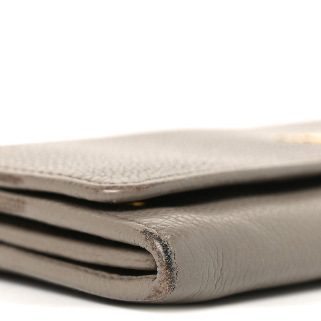 Vitello Daino Metal Continental Flap Wallet Argilla