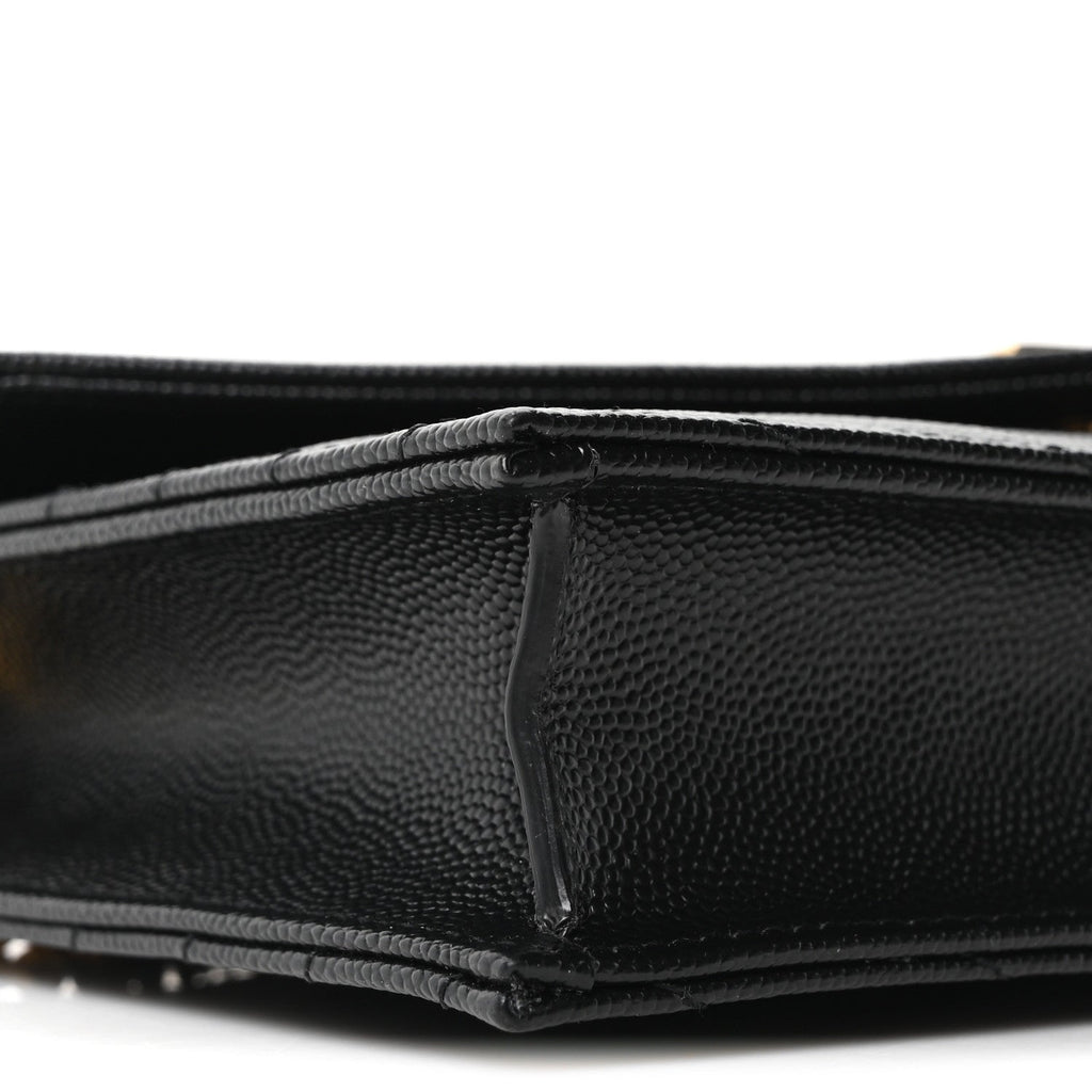 Grain De Poudre Matelasse Chevron Monogram Envelope Chain Wallet Black