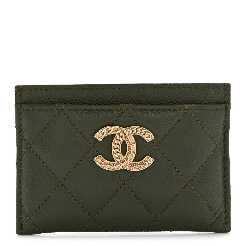 Caviar Quilted Multi Chain  Holder Khaki