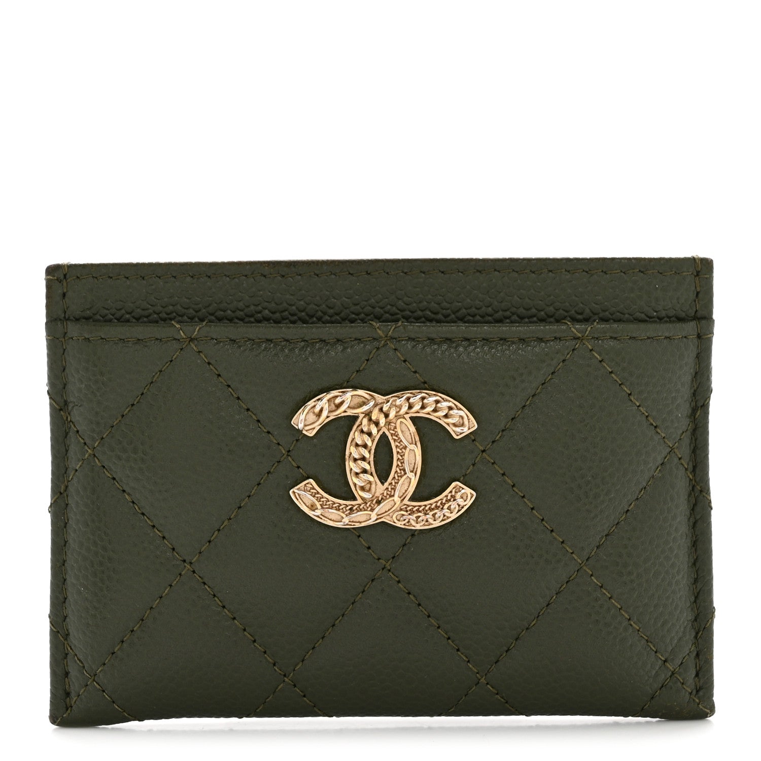Caviar Quilted Multi Chain  Holder Khaki