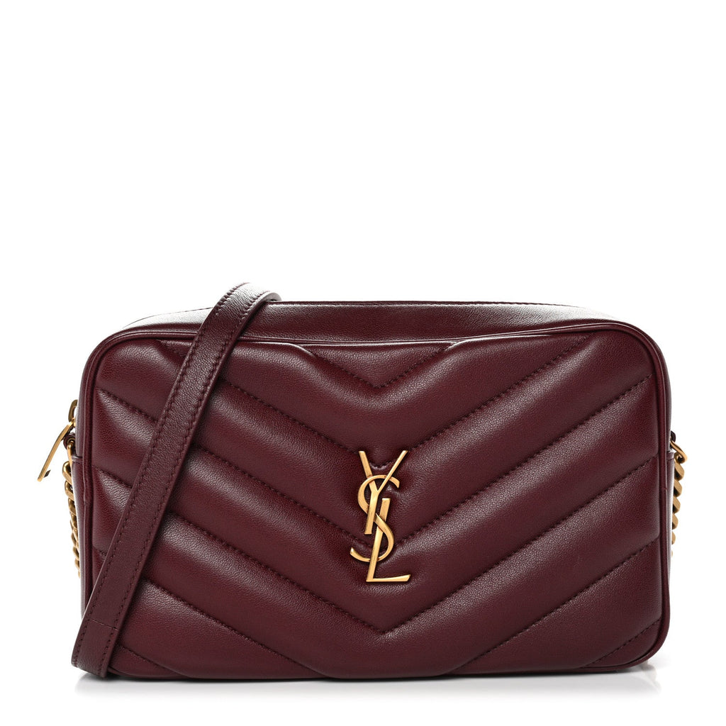 Lambskin Chevron Quilted Medium Loulou Camera Bag  Rouge Cabernet