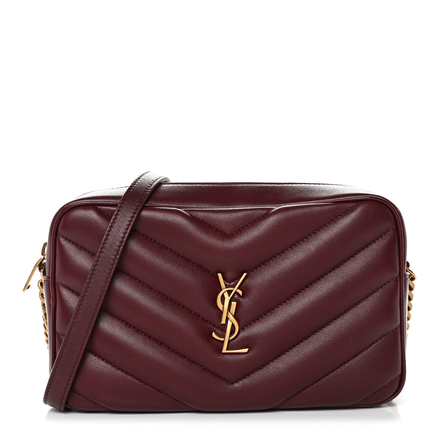 Lambskin Chevron Quilted Medium Loulou Camera Bag  Rouge Cabernet
