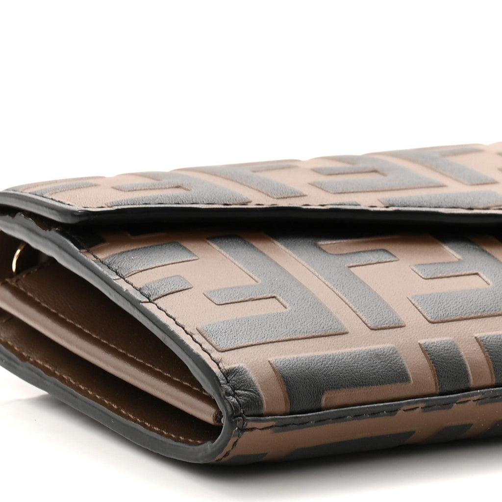 Vitello Soft F is Fendi Bi-Color FF 1974 Embossed Continental Envelope Wallet On Chain Maya Black