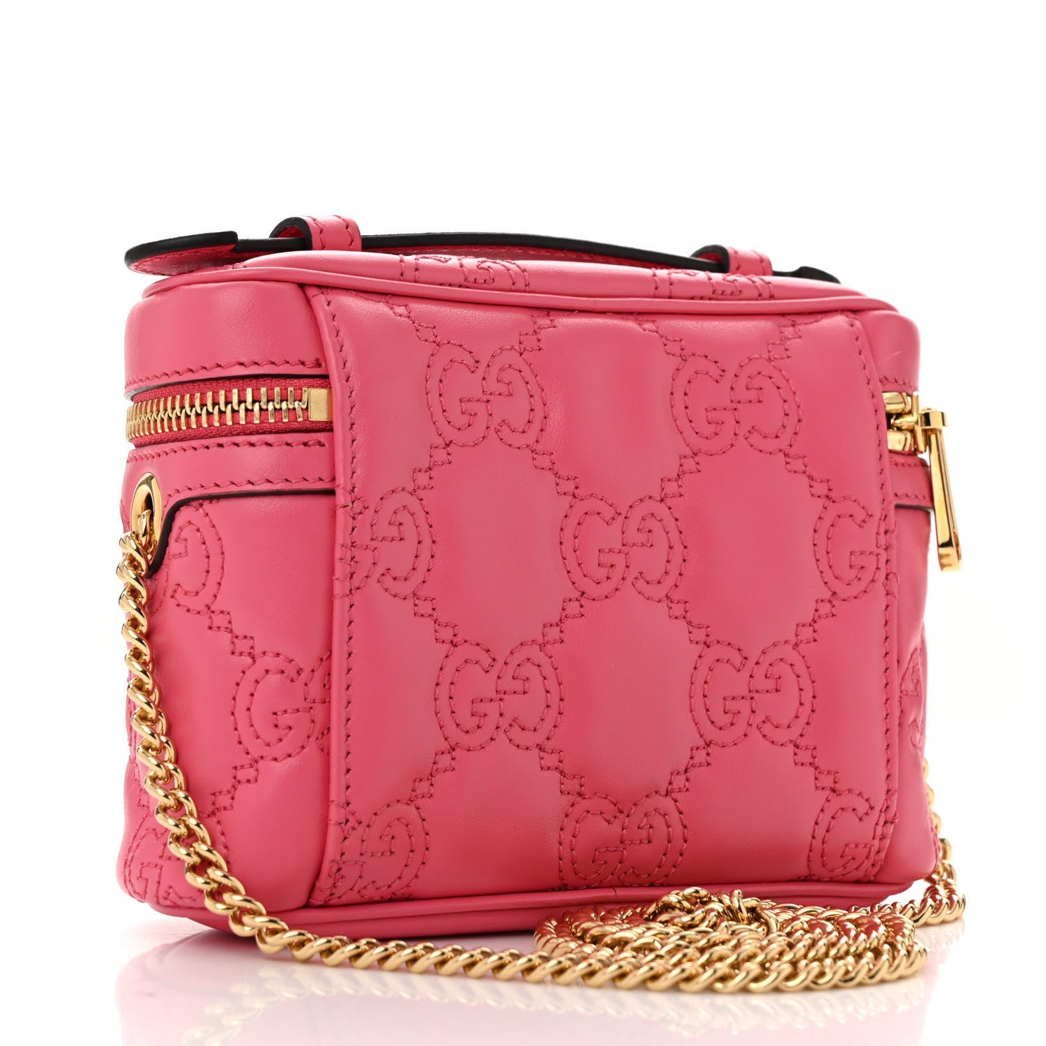 Calfskin GG Matelasse Mini Top Handle Bag Rhodamine Pink