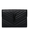 Grain De Poudre Matelasse Chevron Monogram Monochrome Envelope Clutch Black