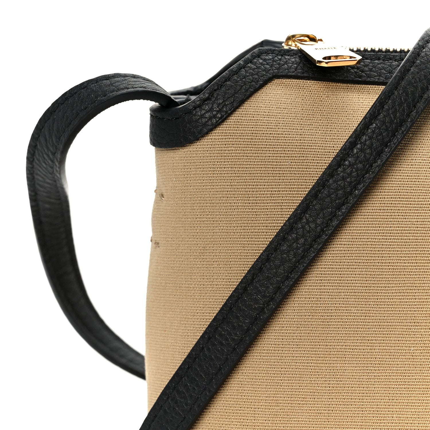 Canvas Calfskin Medium Lina Crossbody Bag Black Honey